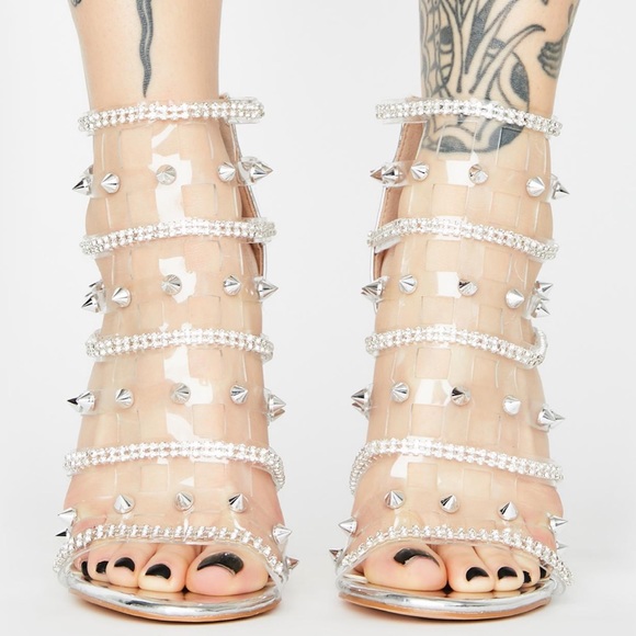 Clear rhinestone bootie pvc heels from dolls kill - Picture 3 of 4